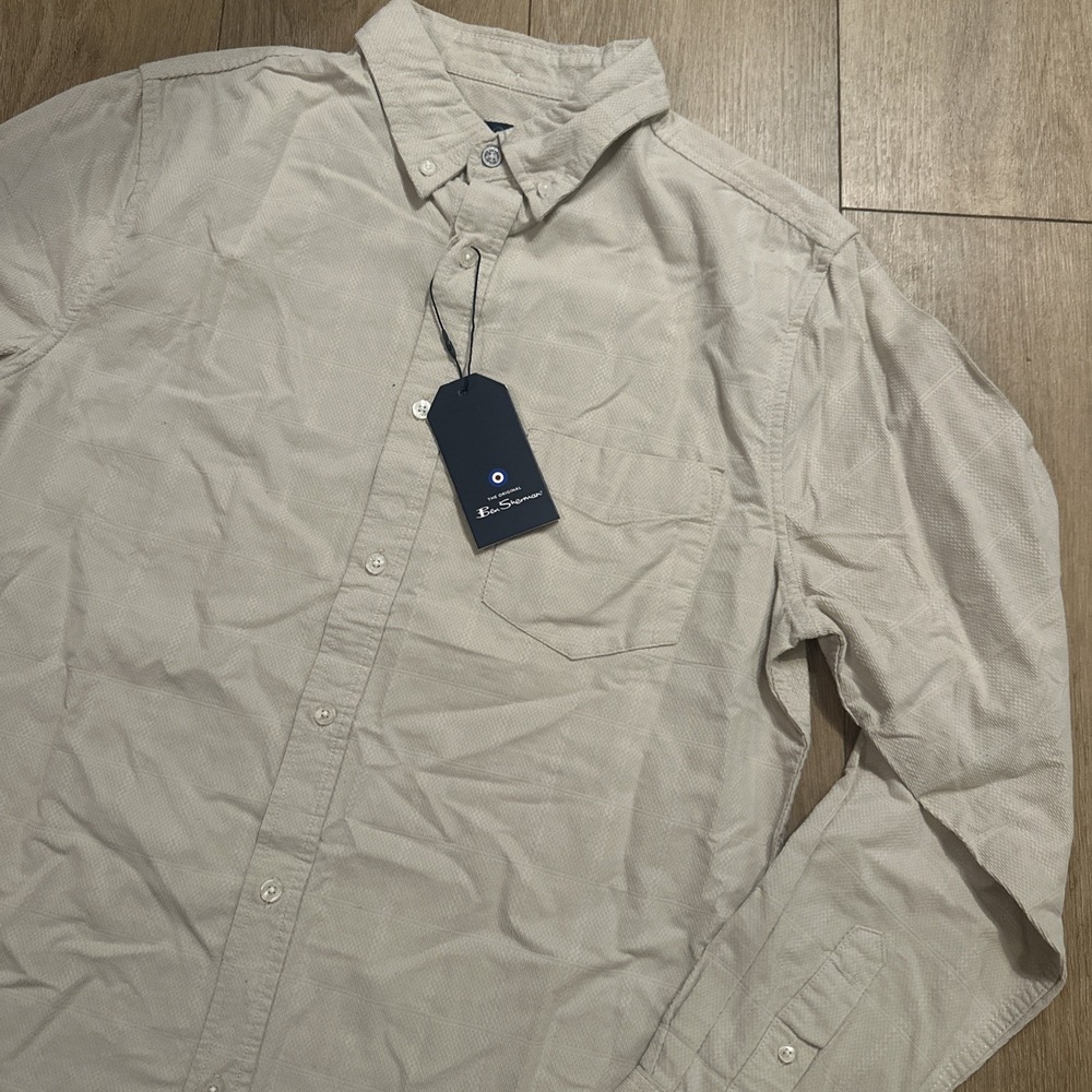 Ben Sherman Men's L/S Button Corduroy‎ Shirt Medium Oatmeal Outdoor NWT